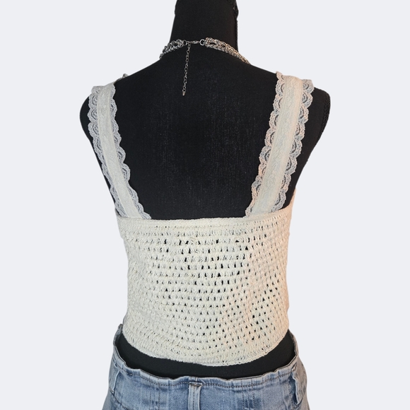 Zara Ivory Lace And Knit Summer Tank Top ! - Picture 7 of 8